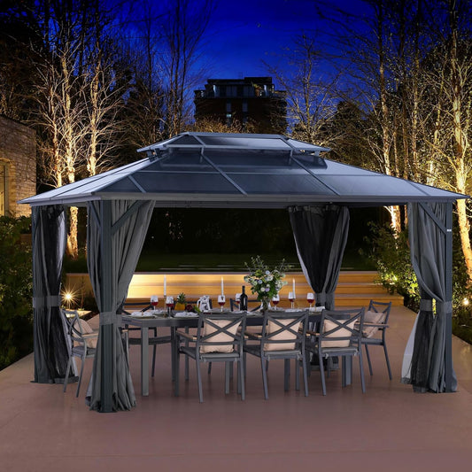 Premium Pavillon 3x3 m – Wetterfestes Doppeldach, Aluminiumrahmen & Vorhänge