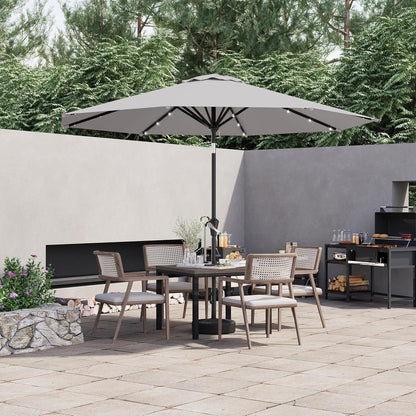 LED Solar-Terrassenschirm 2,7 m mit Kurbel & Neigungsfunktion – 32 LEDs, wasserabweisend, für Garten, Terrasse & Pool