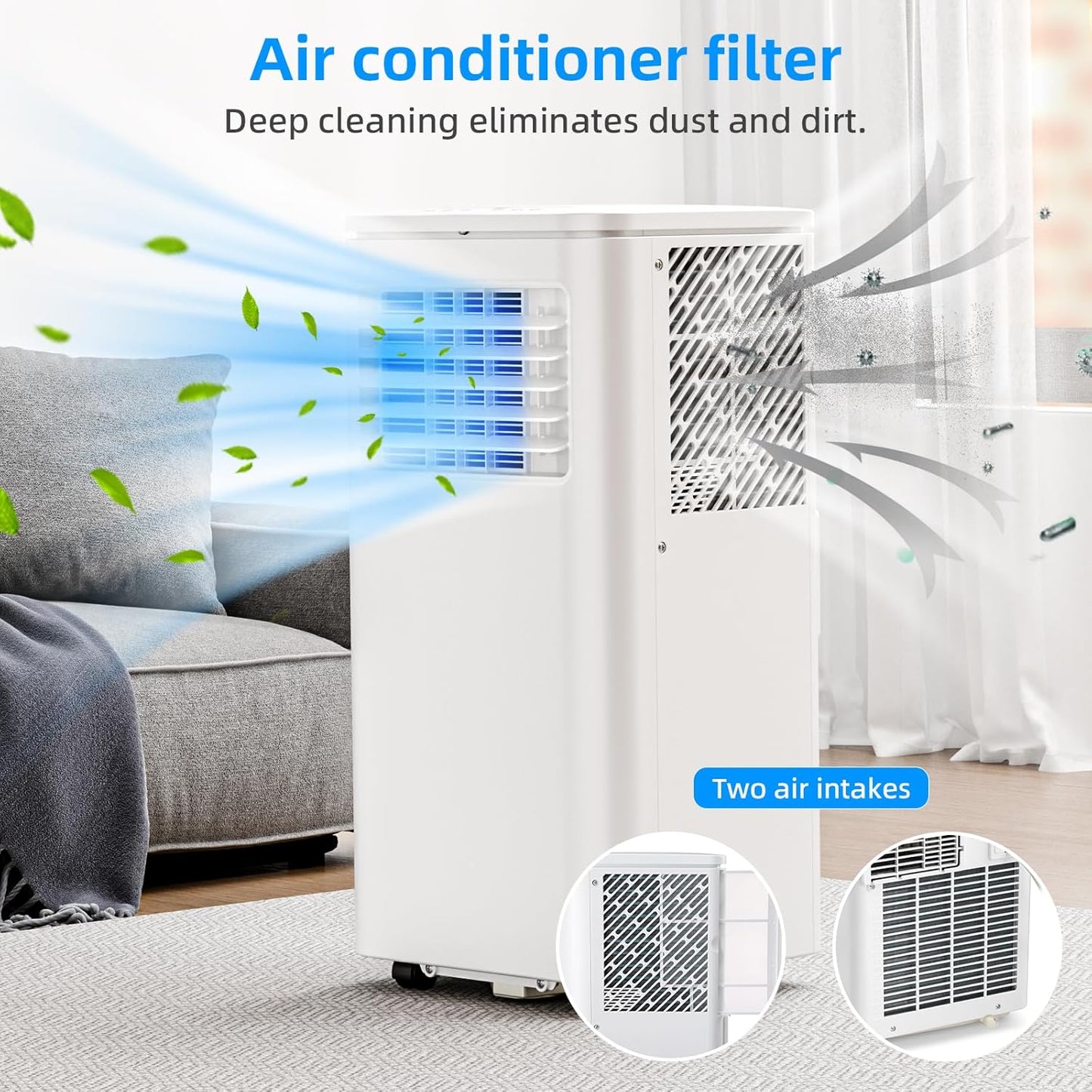 8000 BTU mobile Klimaanlage – 4‑in‑1 für Schlaf-, Wohn- oder Arbeitsräume