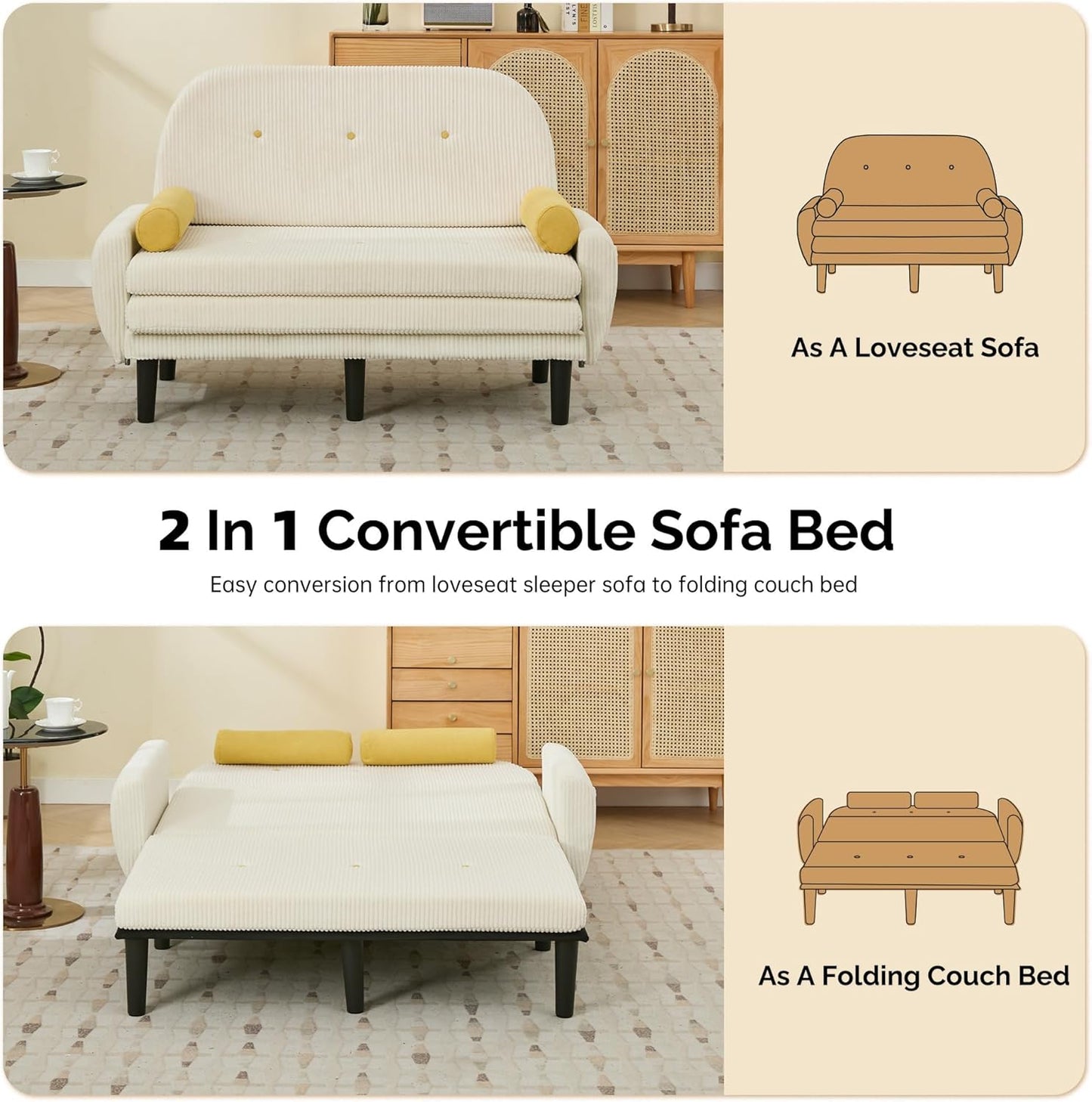 Ausziehbares Queen-Sofa-Bett – Verstellbar & platzsparend