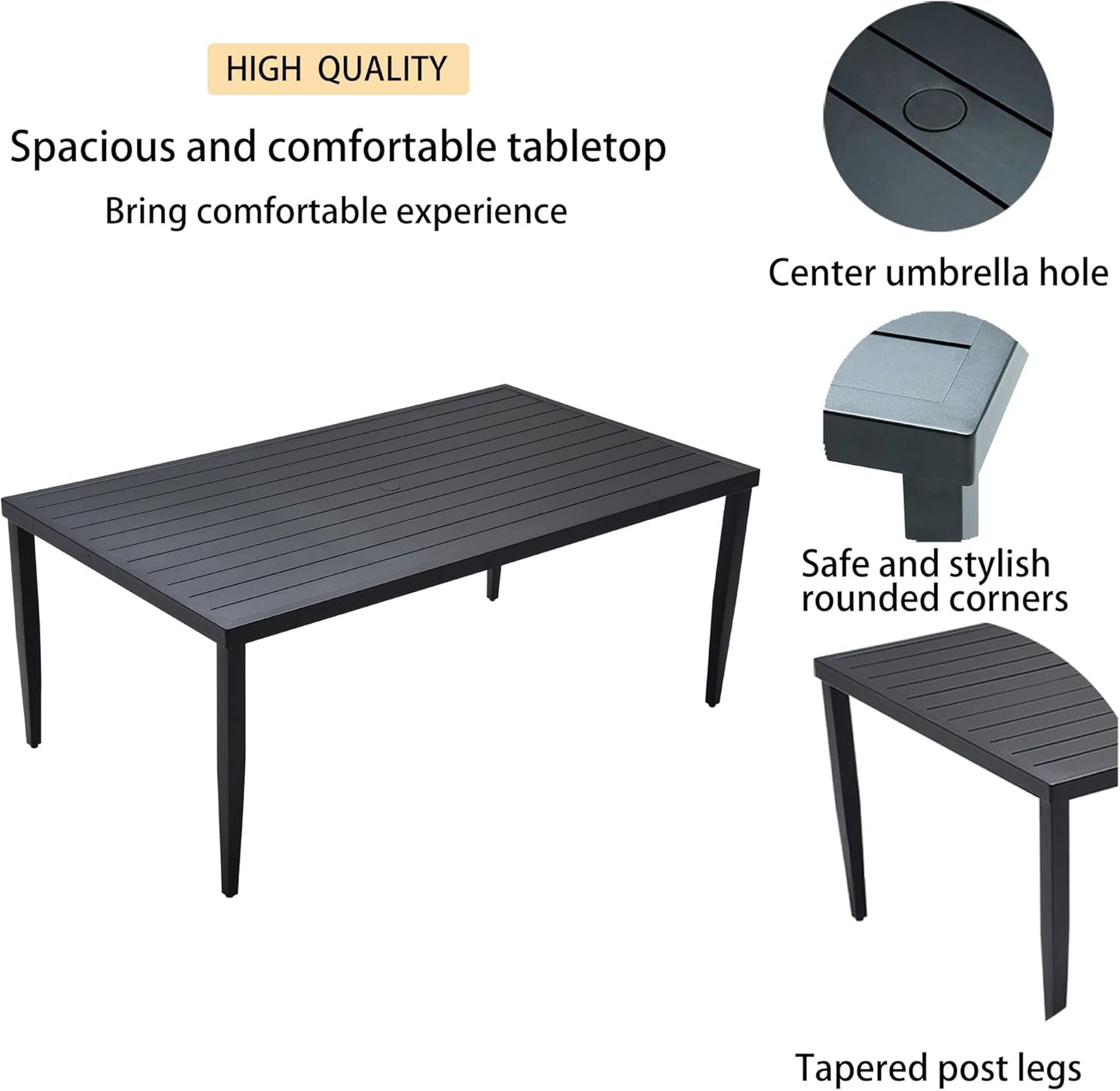 7‑tlg. Aluminium‑Outdoor‑Dining‑Set – 6 drehbare Stühle, Sunbrella‑Polster, Tisch mit Schirmloch