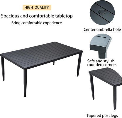 7‑tlg. Aluminium‑Outdoor‑Dining‑Set – 6 drehbare Stühle, Sunbrella‑Polster, Tisch mit Schirmloch