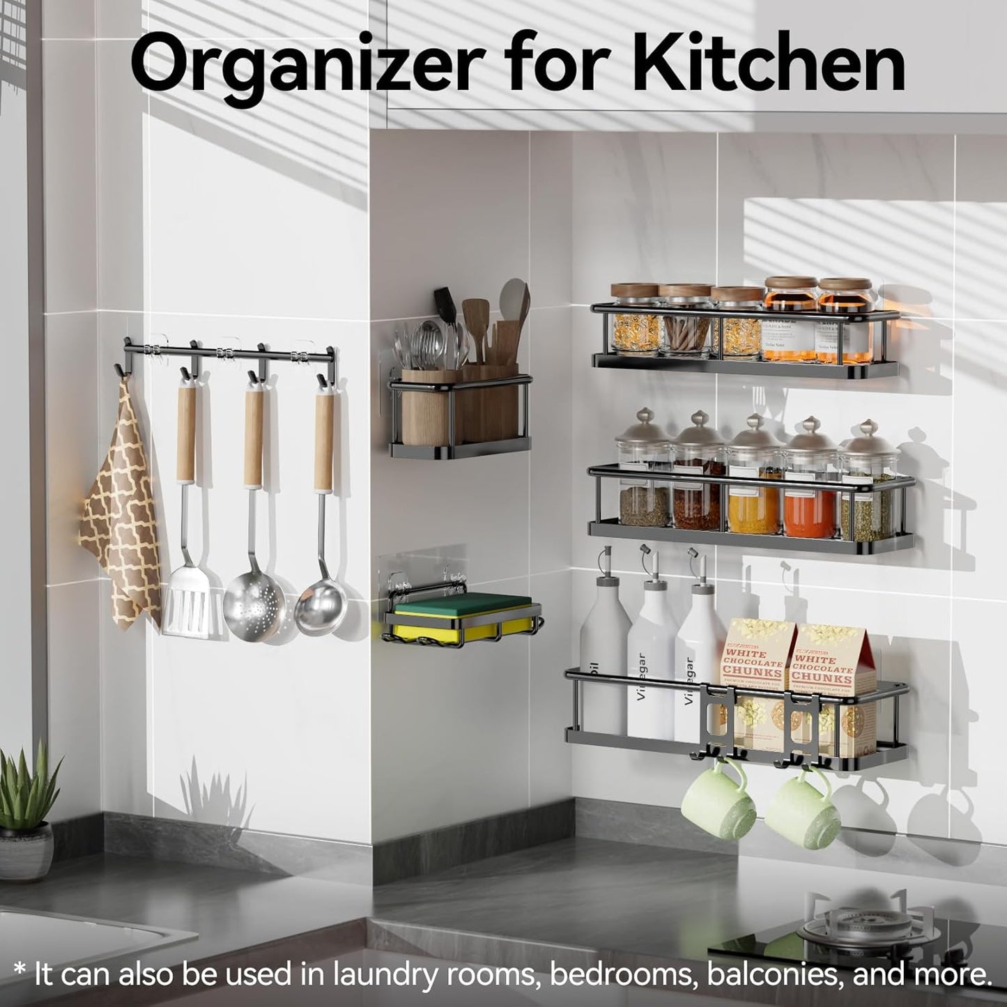 2er-Set Duschablagen zum Kleben – Rostfrei, montiert ohne Bohren, inkl. Seifenhalter & Haken