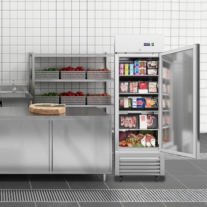 27″ Edelstahl Gefrierschrank – 23 cu.ft, Einzeltür, Rollen & 4 Regale