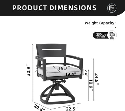 7‑tlg. Aluminium‑Outdoor‑Dining‑Set – 6 drehbare Stühle, Sunbrella‑Polster, Tisch mit Schirmloch