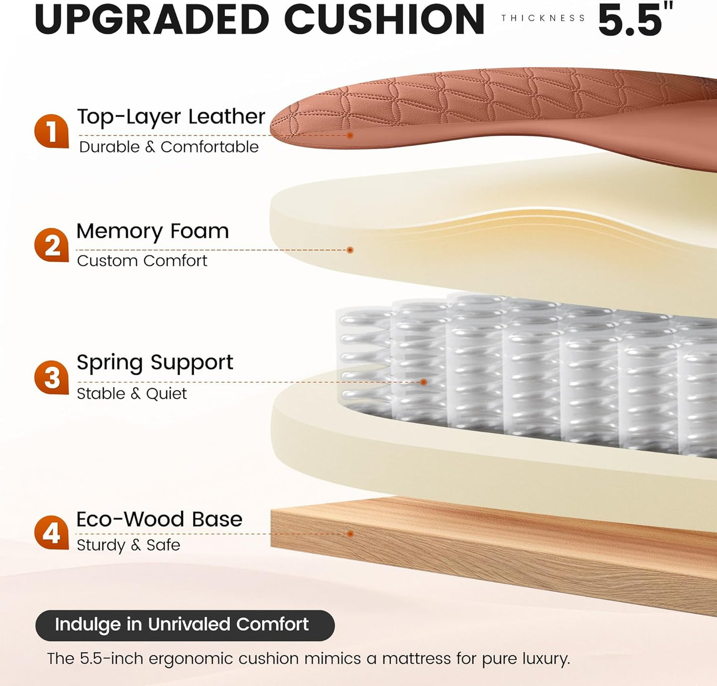 Executive‑Stuhl – Ergonomischer High‑Back mit Fußstütze, bis 180 kg, PU‑Leder