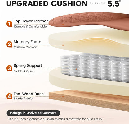 Executive‑Stuhl – Ergonomischer High‑Back mit Fußstütze, bis 180 kg, PU‑Leder