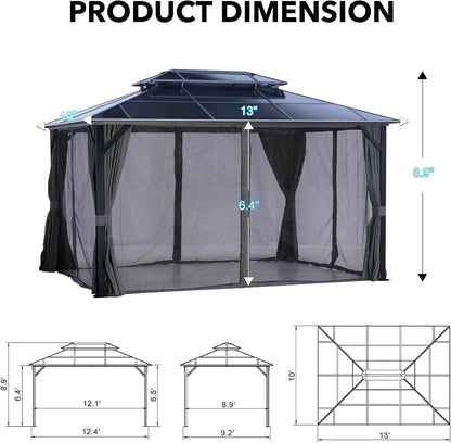 Premium Pavillon 3x3 m – Wetterfestes Doppeldach, Aluminiumrahmen & Vorhänge