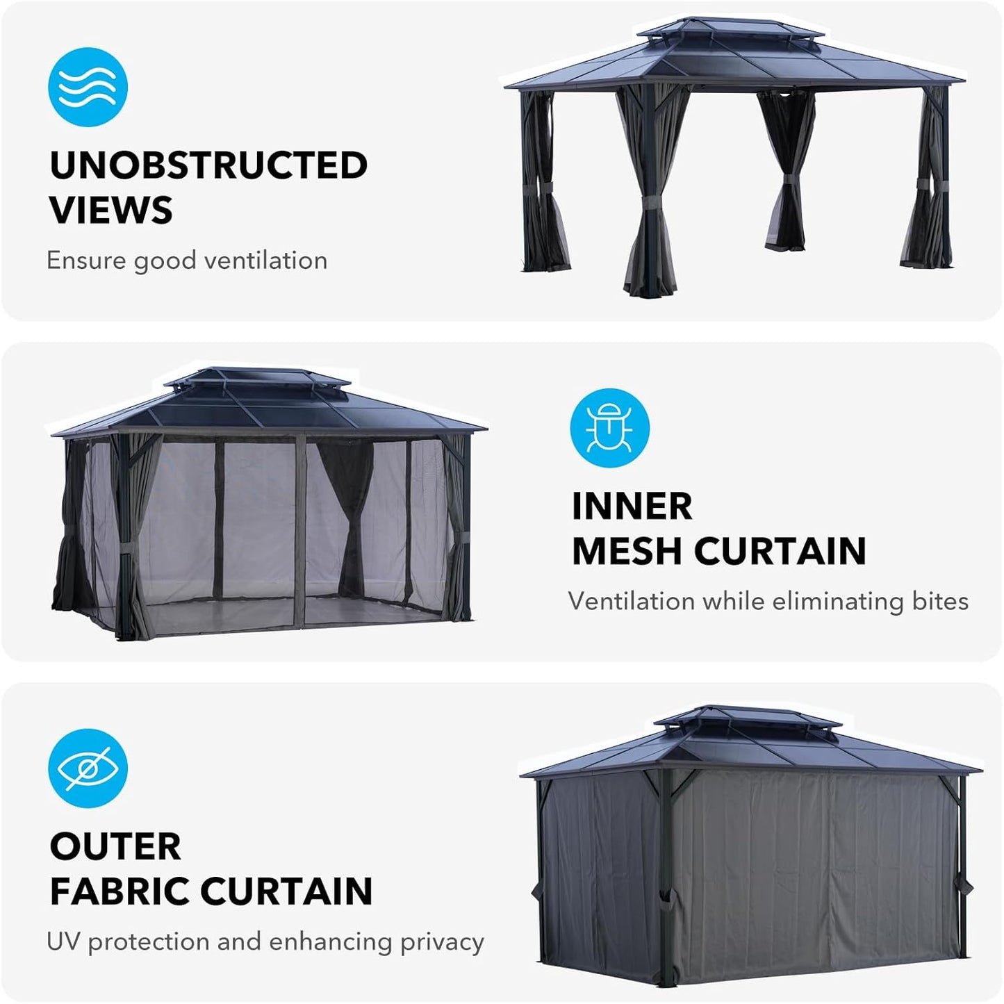 Premium Pavillon 3x3 m – Wetterfestes Doppeldach, Aluminiumrahmen & Vorhänge