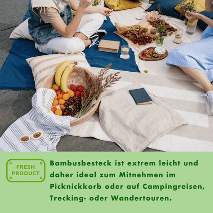 100x Go Bamboo Bio Einwegmesser aus Bambus, Länge 17 cm, Pack á 50 Stück - Blau Bärchen